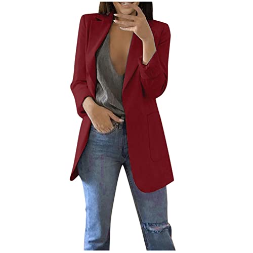 Blazers for Women Business Casual Work Office Long Sleeve Open Front Suit Jacket Lightweight Lapel Elegant Outfits