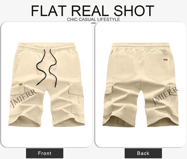 JMIERR Men's Cargo Shorts with Pockets Relaxed Fit Drawstring Golf Shorts Men Casual Stretch Shorts Twill Beach Shorts