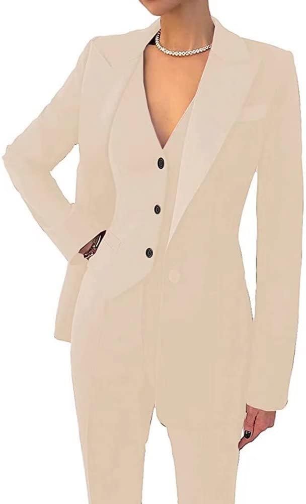 Women's 3 Piece Office Lady Business Suit Set Slim Fit Solid Blazer Vest Pant Set