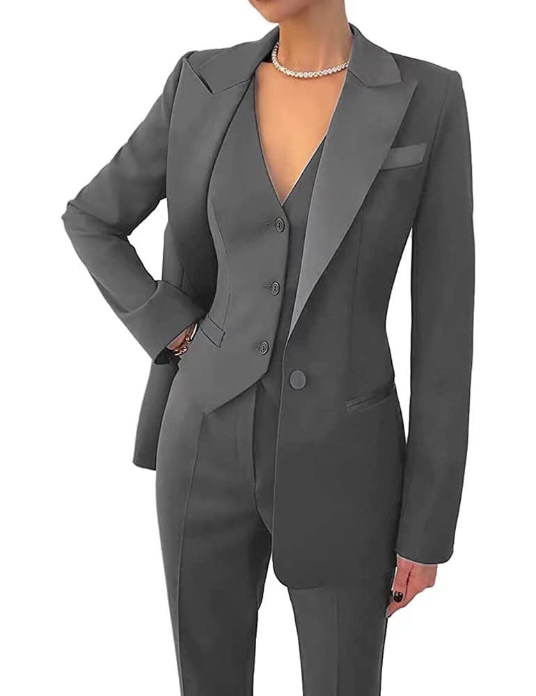 Women's 3 Piece Office Lady Business Suit Set Slim Fit Solid Blazer Vest Pant Set