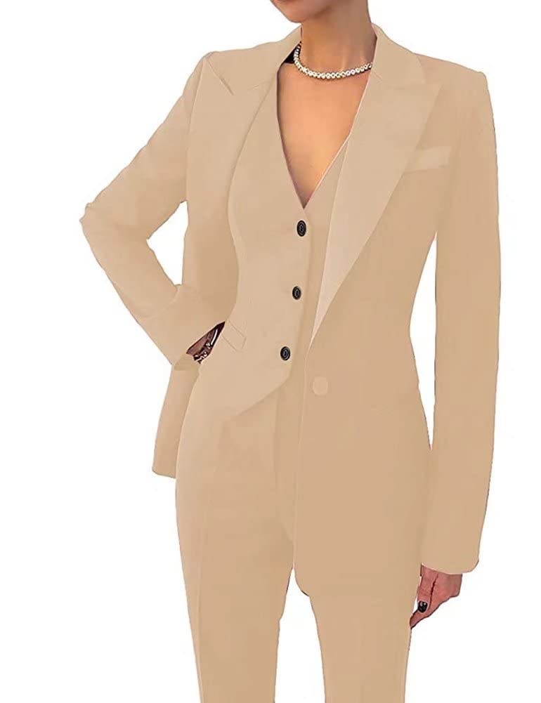 Women's 3 Piece Office Lady Business Suit Set Slim Fit Solid Blazer Vest Pant Set