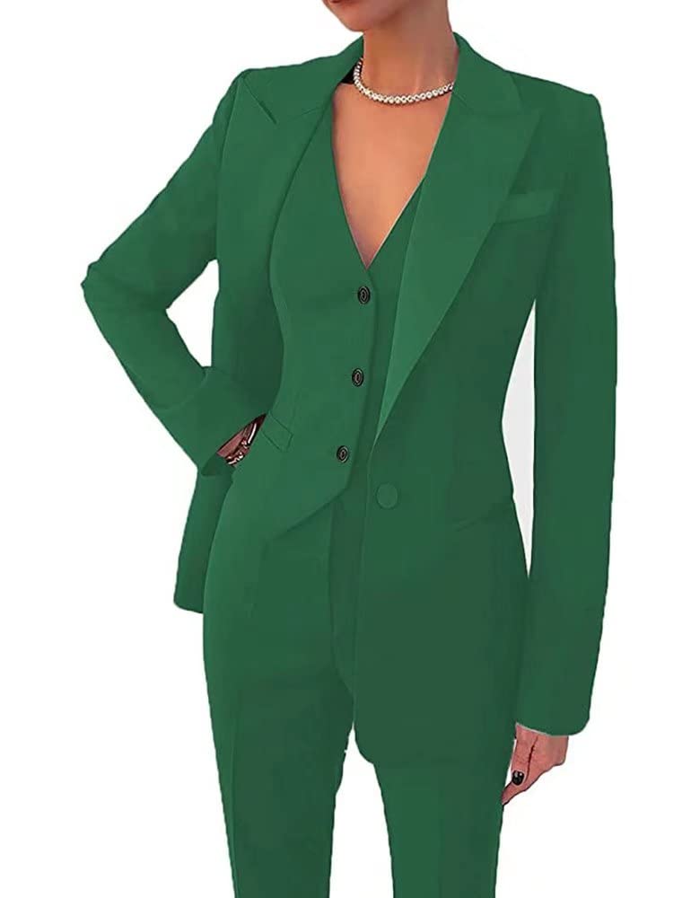 Women's 3 Piece Office Lady Business Suit Set Slim Fit Solid Blazer Vest Pant Set