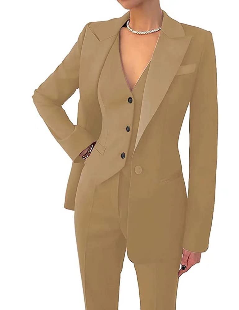 Women's 3 Piece Office Lady Business Suit Set Slim Fit Solid Blazer Vest Pant Set