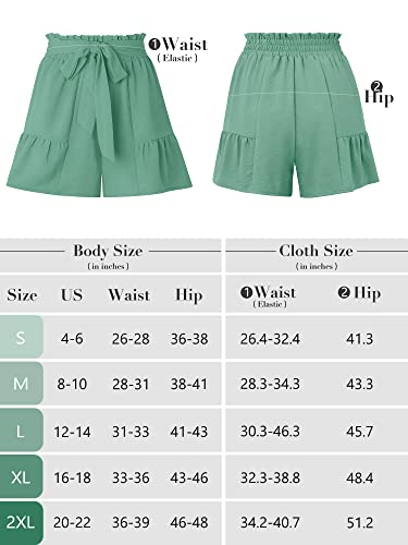 Heymoments Wide Leg Shorts Women's Pants Lightweiht Waisted Adjustable Tie Knot Loose Comfy Summer Casual Trousers