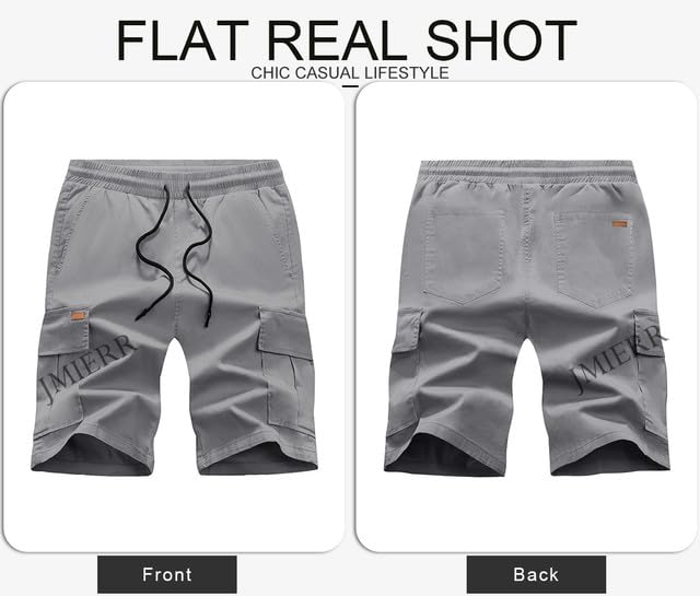 JMIERR Men's Cargo Shorts with Pockets Relaxed Fit Drawstring Golf Shorts Men Casual Stretch Shorts Twill Beach Shorts