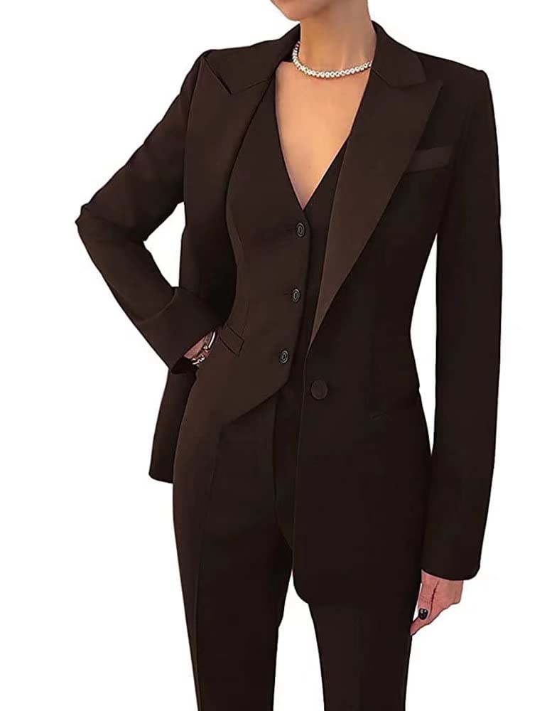 Women's 3 Piece Office Lady Business Suit Set Slim Fit Solid Blazer Vest Pant Set