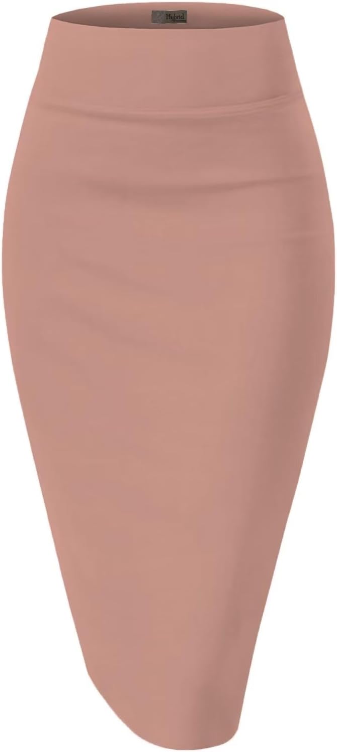 Hybrid & Company H&C Women Premium Nylon Ponte Stretch Office Pencil Skirt Made Below Knee Made in The USA