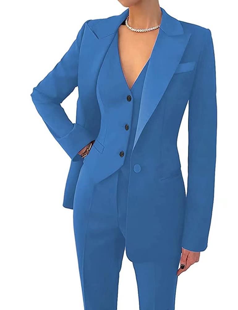 Women's 3 Piece Office Lady Business Suit Set Slim Fit Solid Blazer Vest Pant Set