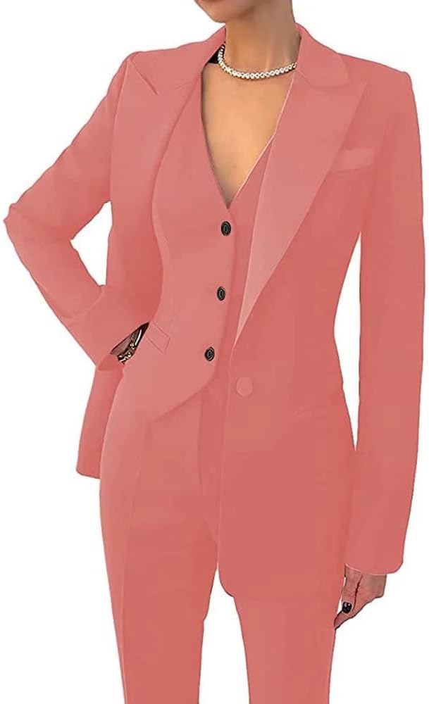 Women's 3 Piece Office Lady Business Suit Set Slim Fit Solid Blazer Vest Pant Set