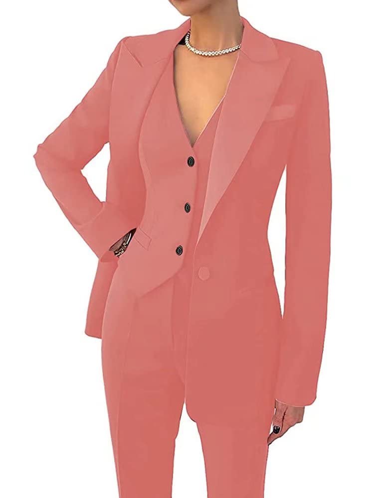 Women's 3 Piece Office Lady Business Suit Set Slim Fit Solid Blazer Vest Pant Set