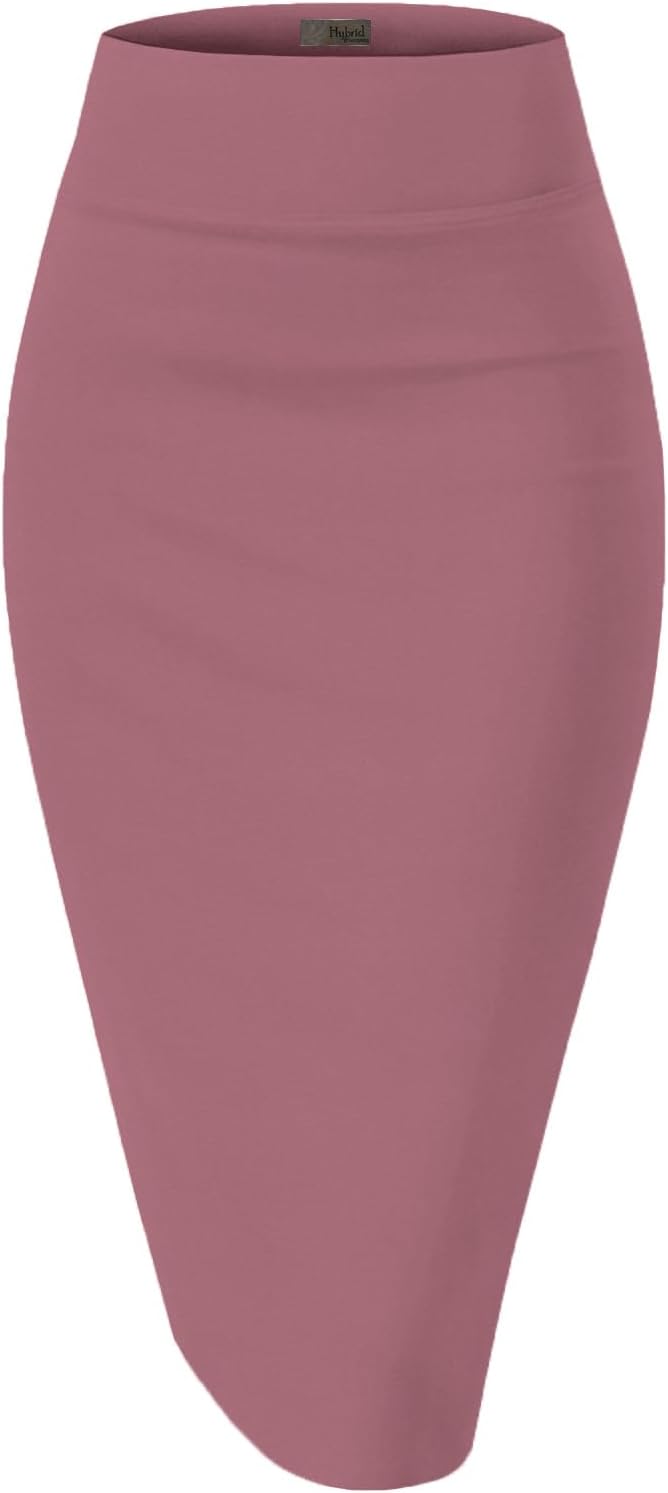 Hybrid & Company H&C Women Premium Nylon Ponte Stretch Office Pencil Skirt Made Below Knee Made in The USA