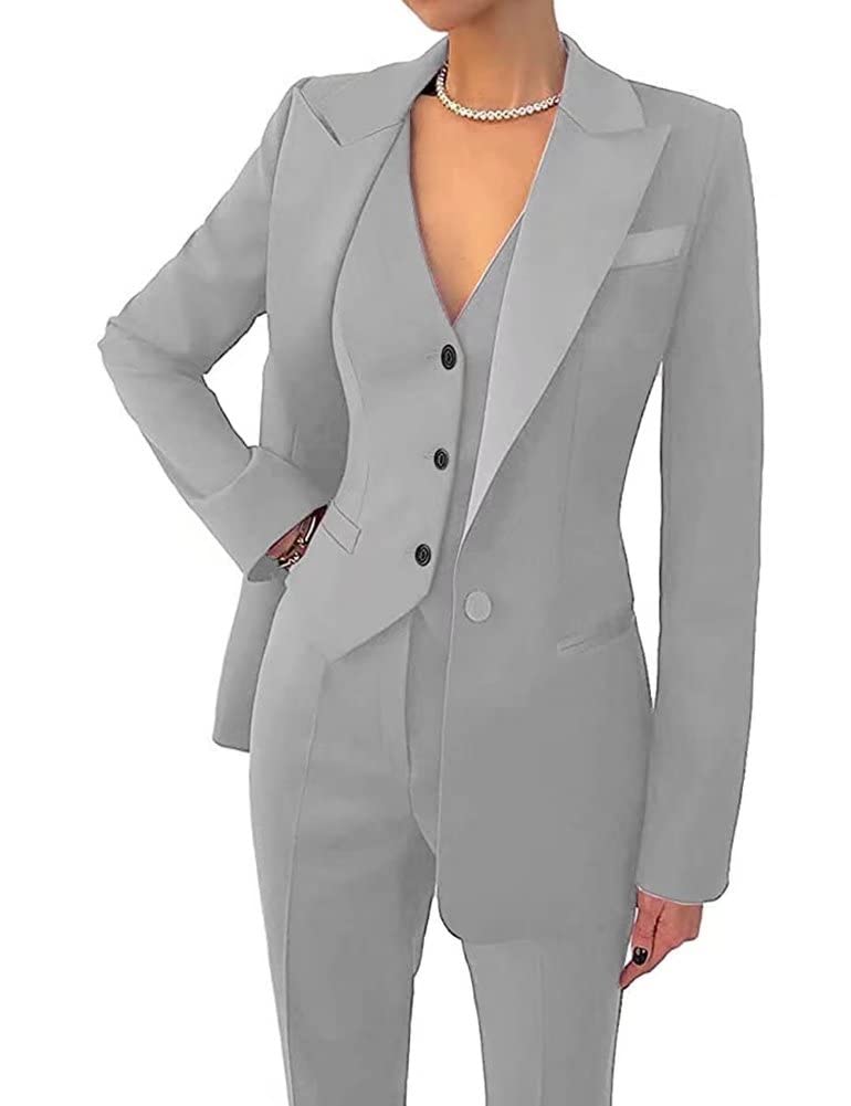 Women's 3 Piece Office Lady Business Suit Set Slim Fit Solid Blazer Vest Pant Set