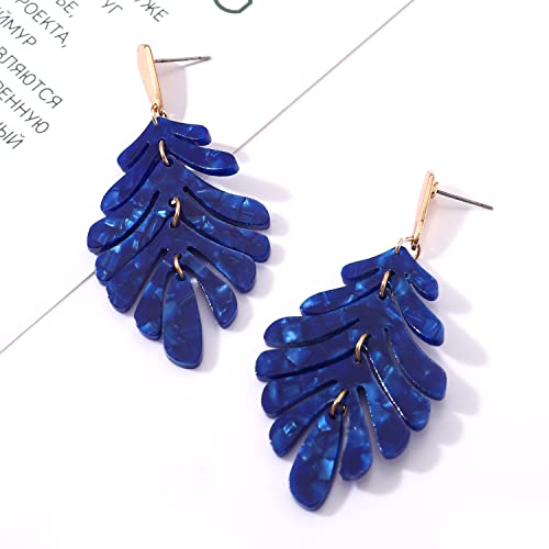 ARATLENCH Acrylic Pendant necklace Earrings – Long Statement Leaf Charm Necklace Tortoise Resin Palm Leaf Earrings Fashion Necklaces Earrings for Women Girls