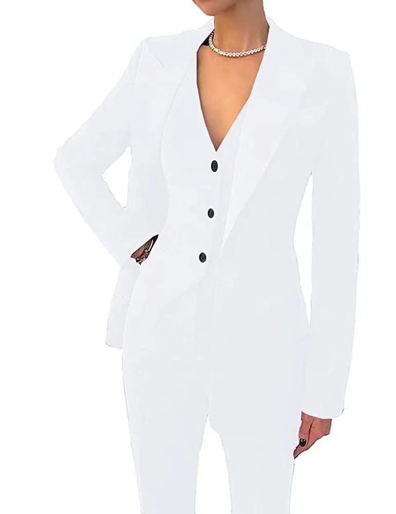 Women's 3 Piece Office Lady Business Suit Set Slim Fit Solid Blazer Vest Pant Set