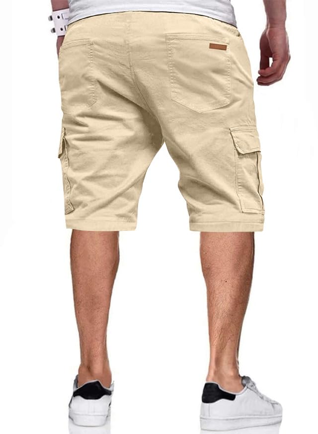 JMIERR Men's Cargo Shorts with Pockets Relaxed Fit Drawstring Golf Shorts Men Casual Stretch Shorts Twill Beach Shorts