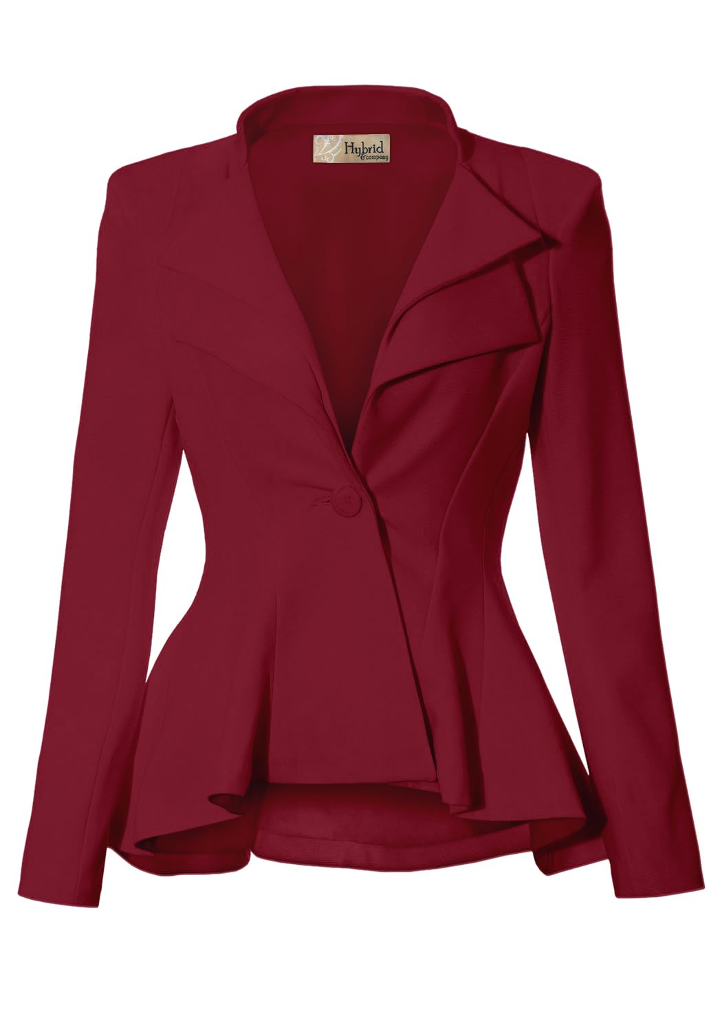 Hybrid & Company Women Double Notch Lapel Sharp Shoulder Pad Office Blazer