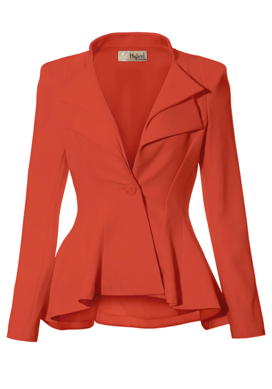 Hybrid & Company Women Double Notch Lapel Sharp Shoulder Pad Office Blazer