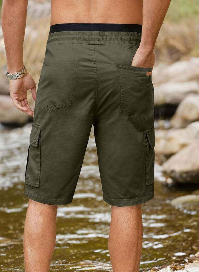 JMIERR Men's Cargo Shorts with Pockets Relaxed Fit Drawstring Golf Shorts Men Casual Stretch Shorts Twill Beach Shorts