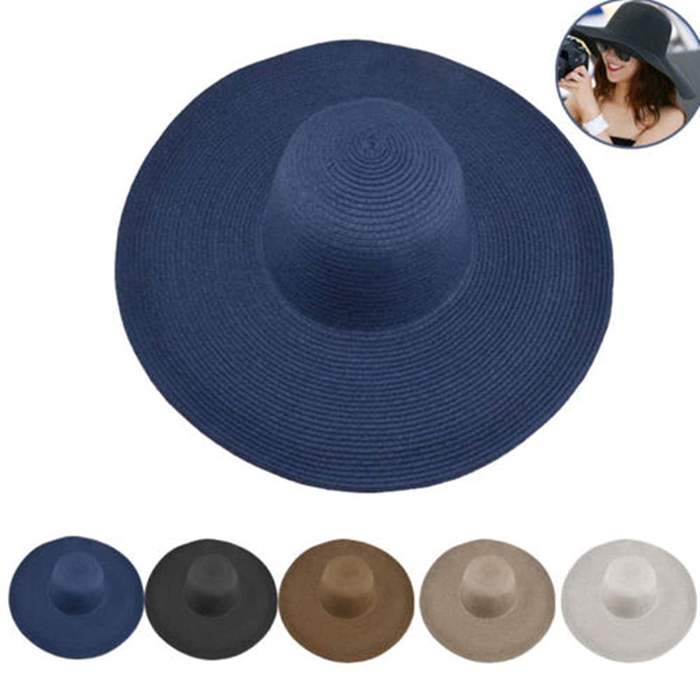 Baonmy Women’s Ridge Wide Brim Sun Hat Beachwear Summer Straw Hat