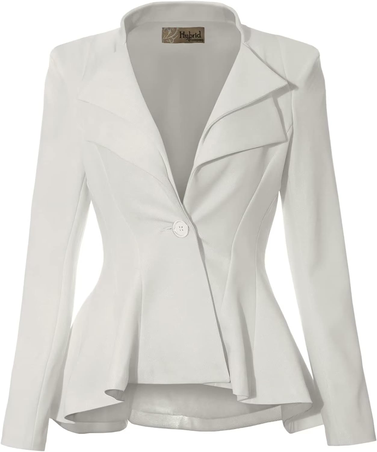 Hybrid & Company Women Double Notch Lapel Sharp Shoulder Pad Office Blazer