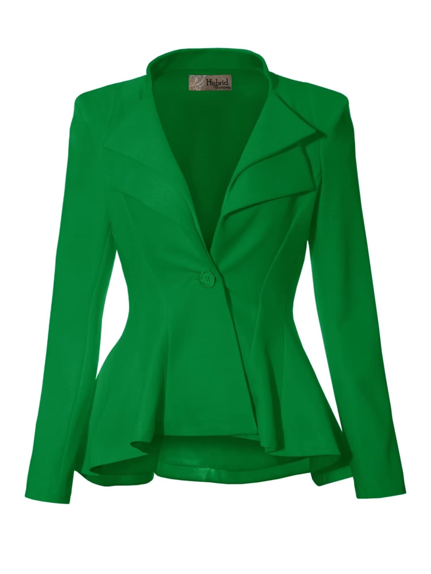 Hybrid & Company Women Double Notch Lapel Sharp Shoulder Pad Office Blazer