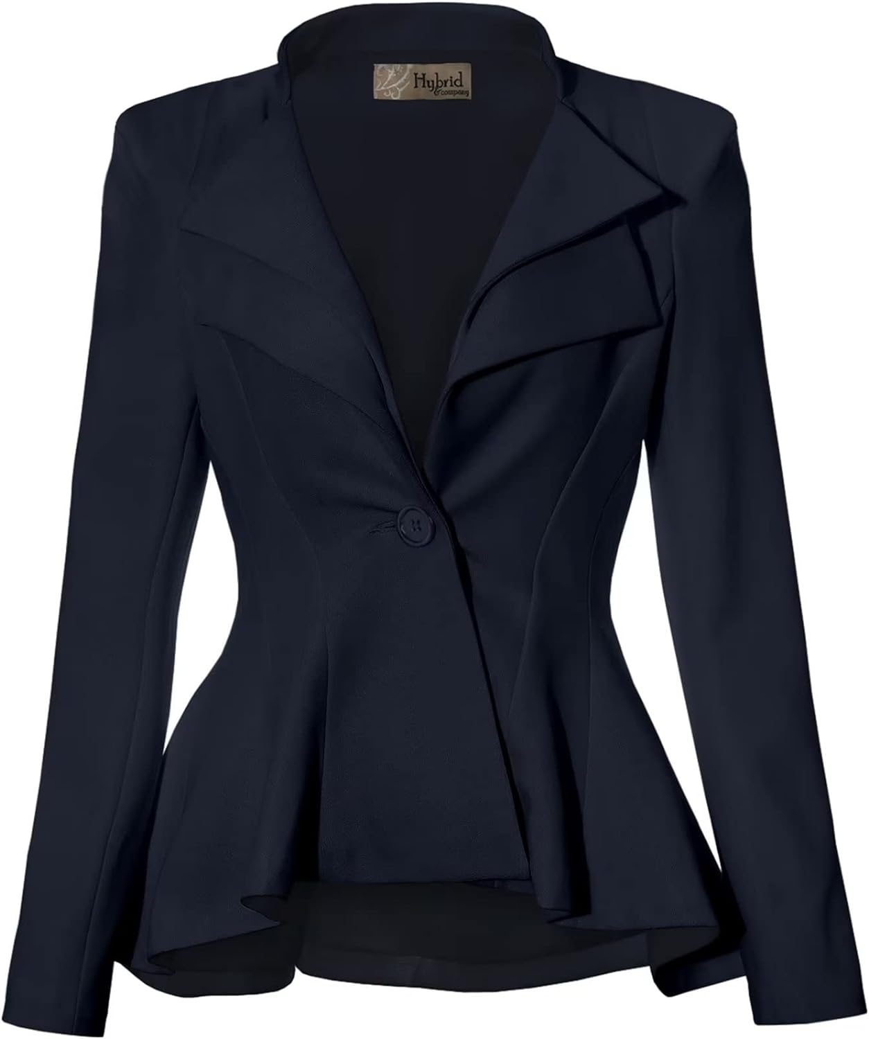 Hybrid & Company Women Double Notch Lapel Sharp Shoulder Pad Office Blazer