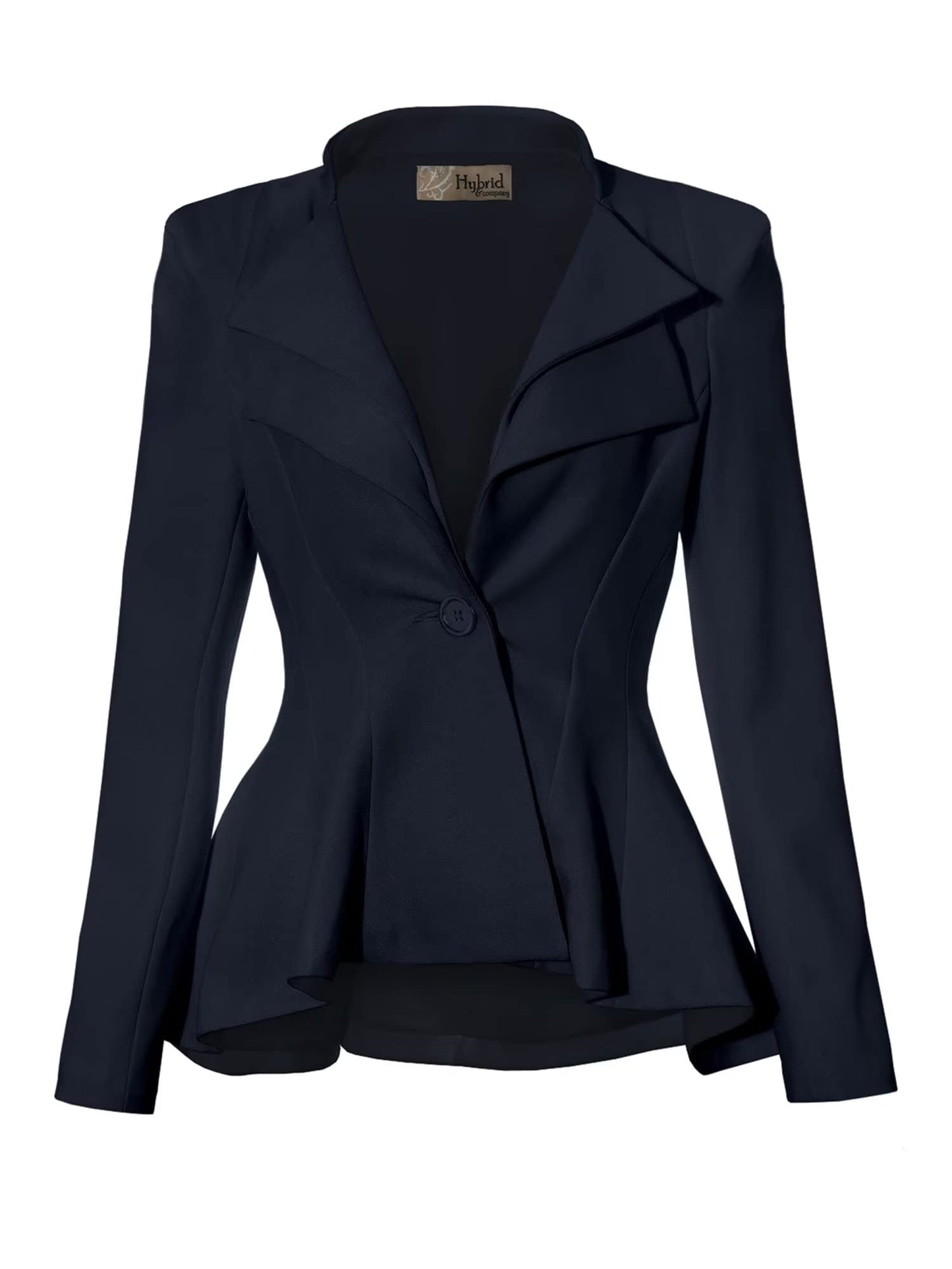 Hybrid & Company Women Double Notch Lapel Sharp Shoulder Pad Office Blazer