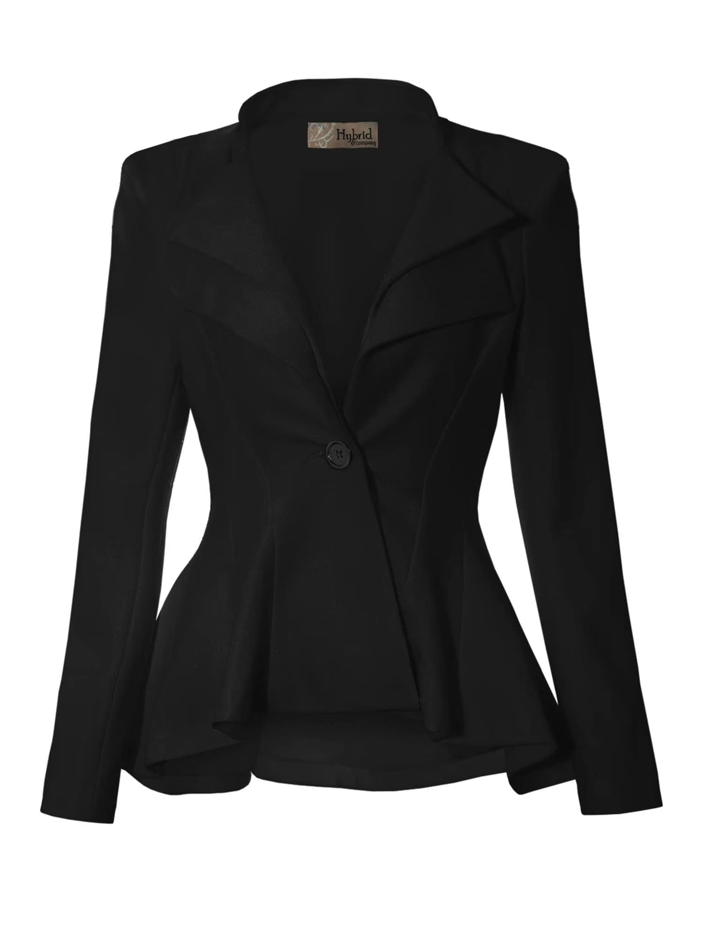 Hybrid & Company Women Double Notch Lapel Sharp Shoulder Pad Office Blazer