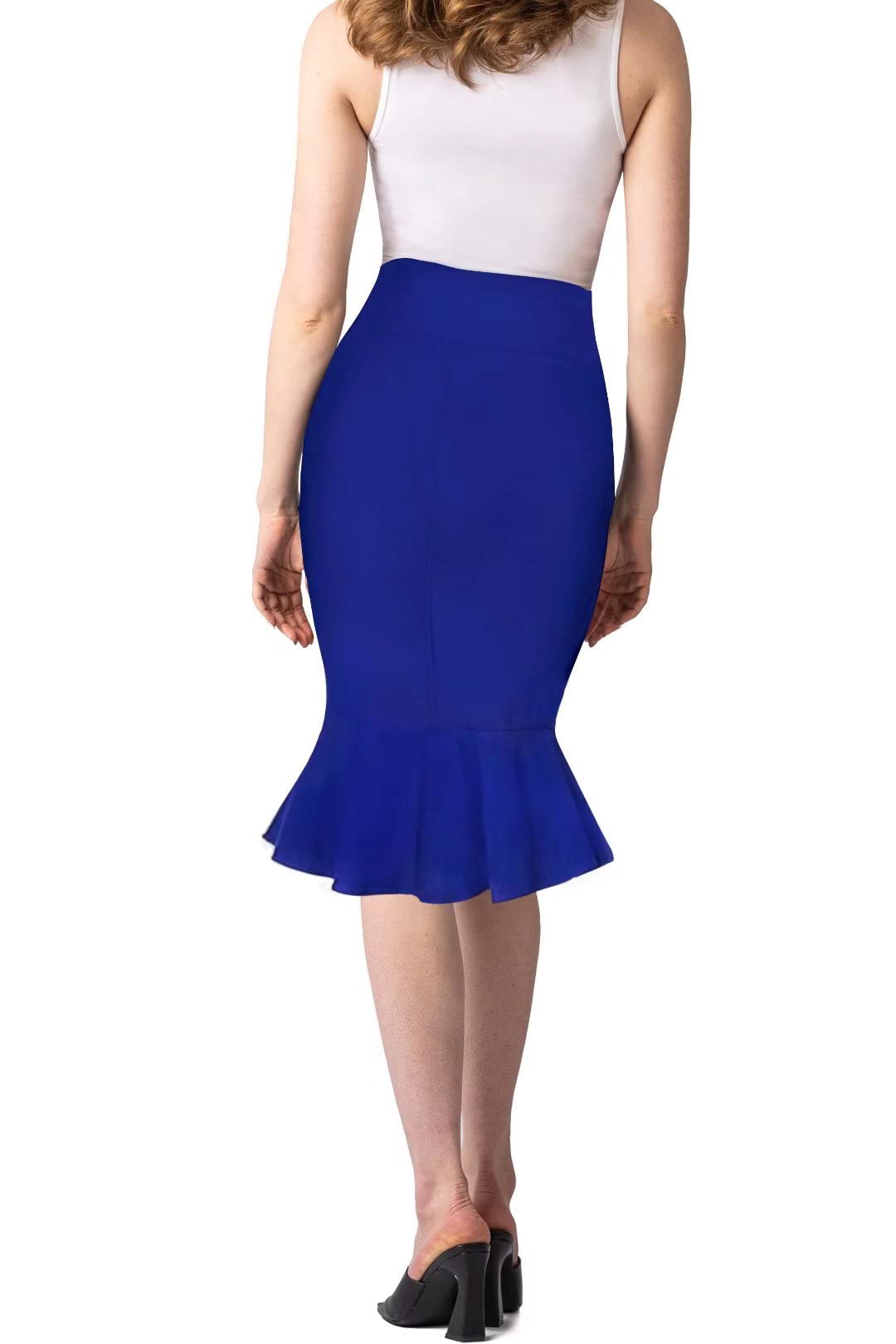 Hybrid & Company H&C Women Premium Nylon Ponte Stretch Office Pencil Skirt Made Below Knee Made in The USA