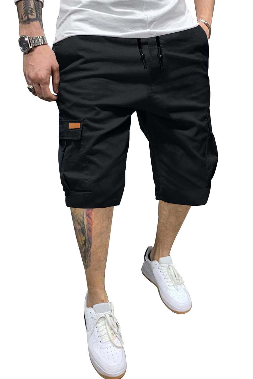 JMIERR Men's Cargo Shorts with Pockets Relaxed Fit Drawstring Golf Shorts Men Casual Stretch Shorts Twill Beach Shorts