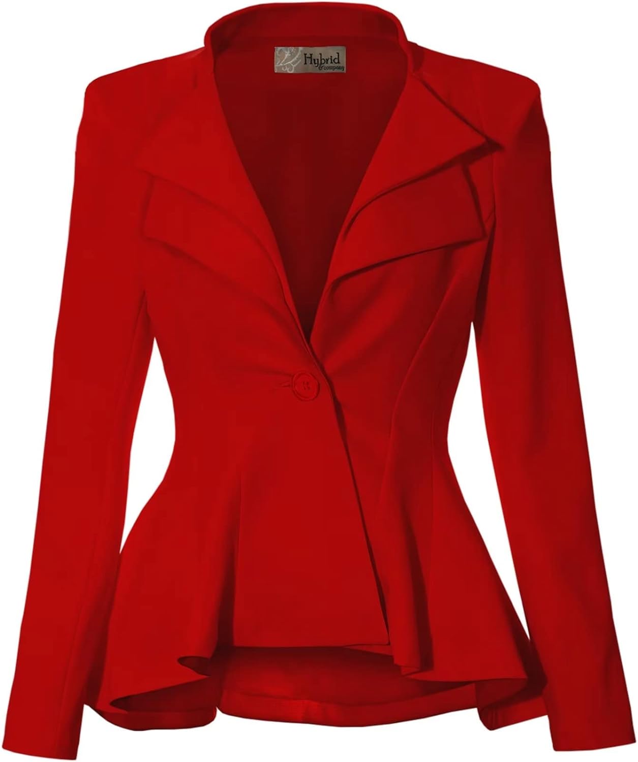 Hybrid & Company Women Double Notch Lapel Sharp Shoulder Pad Office Blazer