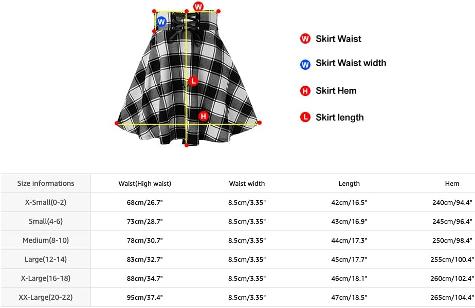 IDEALSANXUN Gothic Plaid Mini Skirts for Womens Short High Waist Plaid Skirts