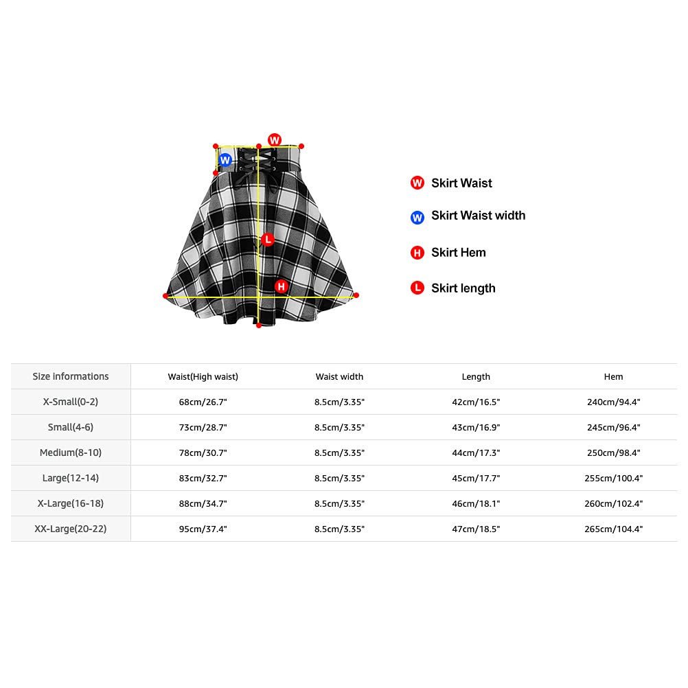 IDEALSANXUN Gothic Plaid Mini Skirts for Womens Short High Waist Plaid Skirts