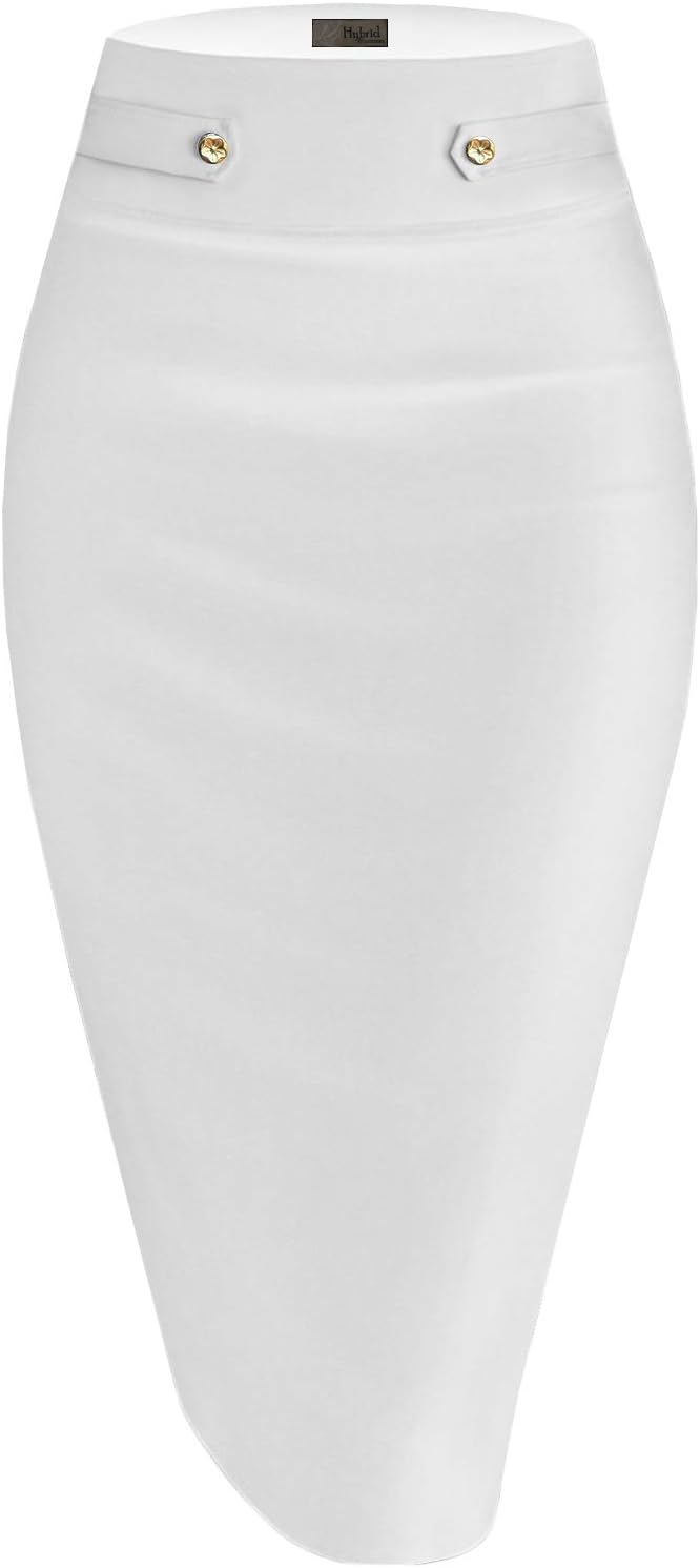 Hybrid & Company H&C Women Premium Nylon Ponte Stretch Office Pencil Skirt Made Below Knee Made in The USA