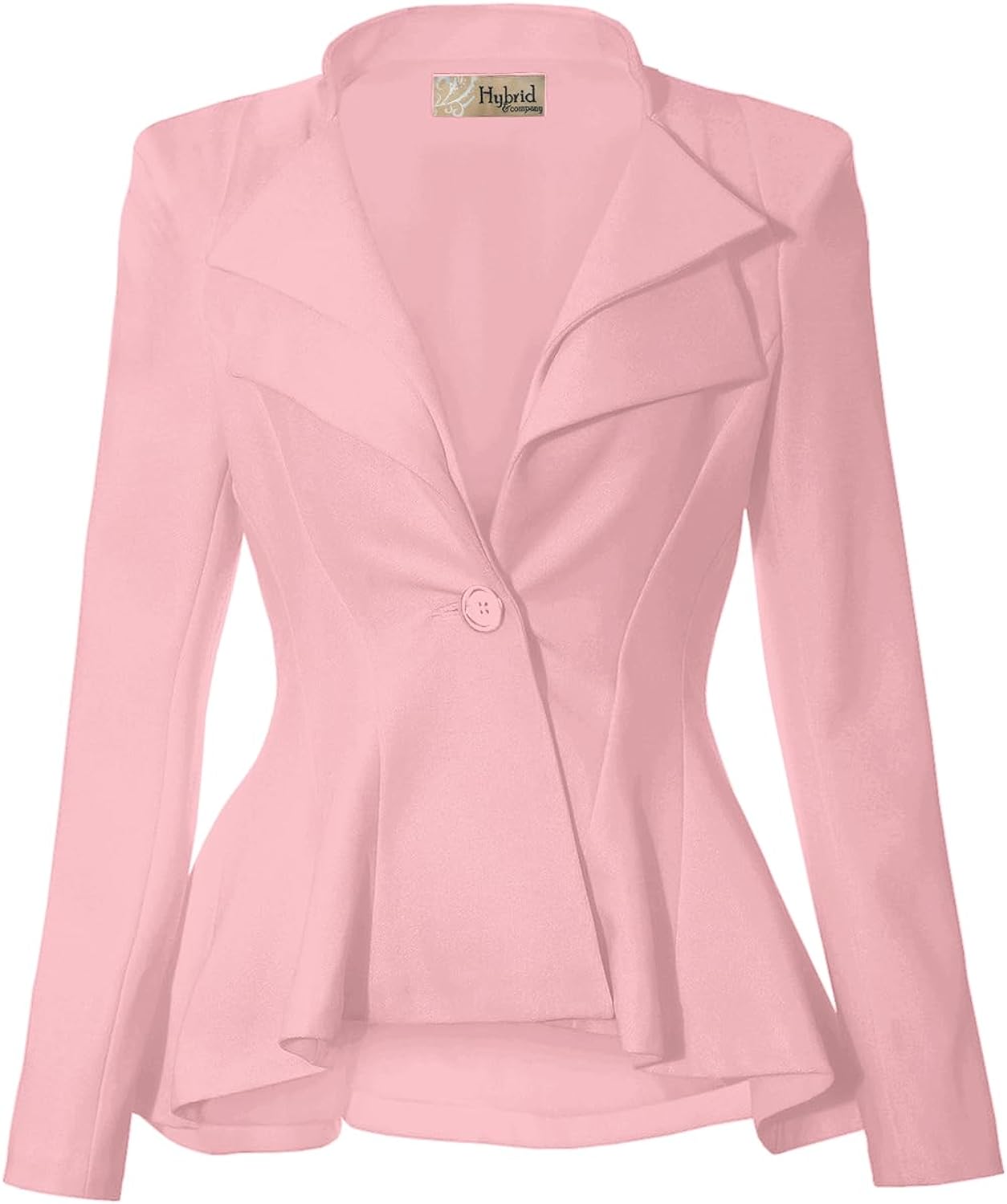 Hybrid & Company Women Double Notch Lapel Sharp Shoulder Pad Office Blazer