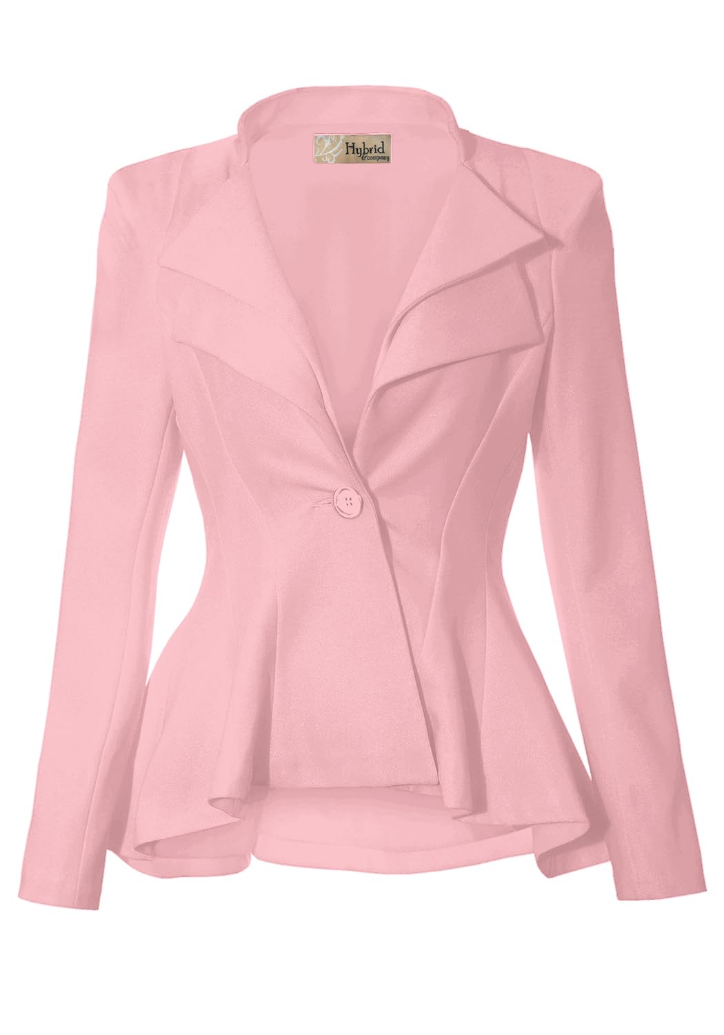 Hybrid & Company Women Double Notch Lapel Sharp Shoulder Pad Office Blazer