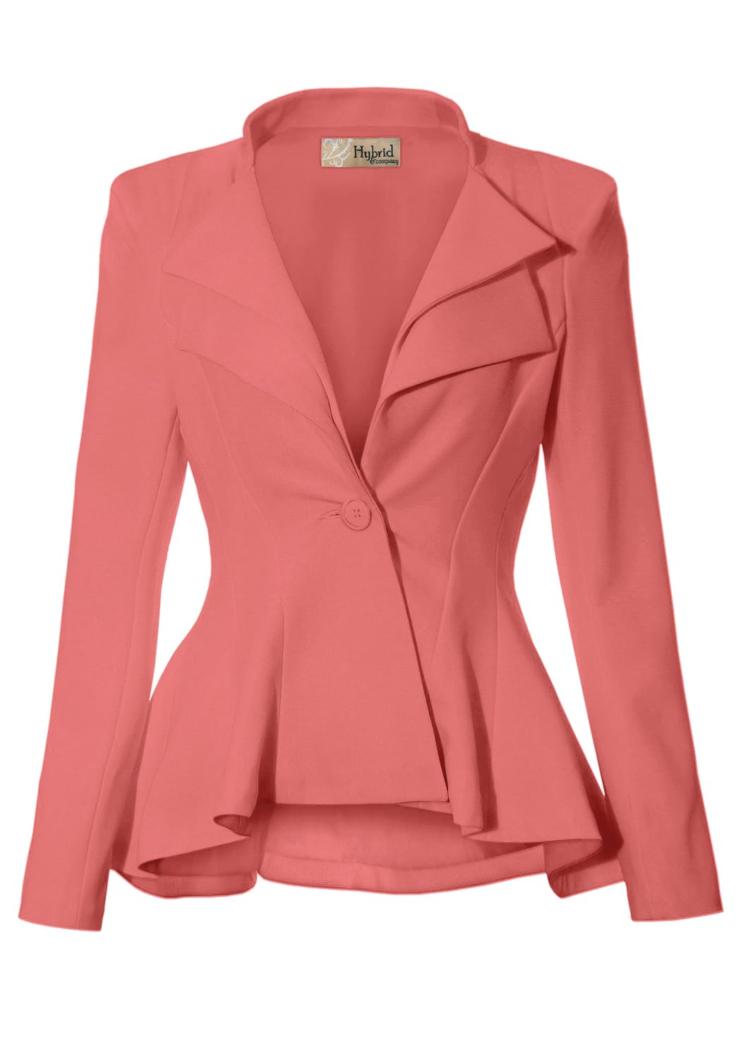 Hybrid & Company Women Double Notch Lapel Sharp Shoulder Pad Office Blazer