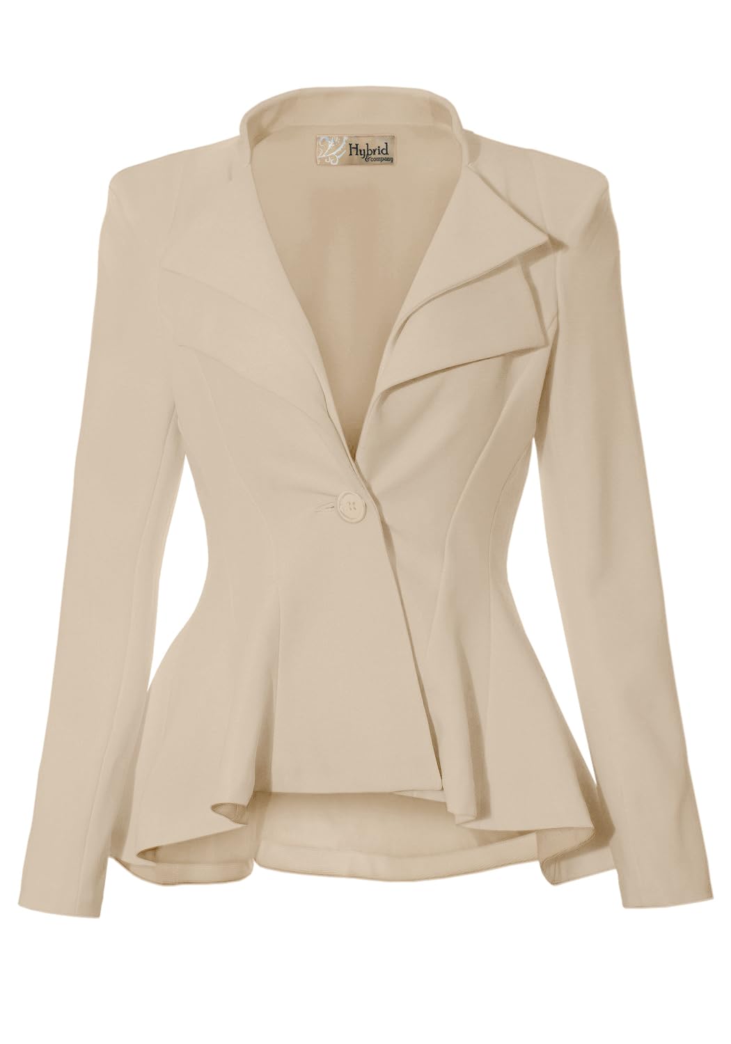 Hybrid & Company Women Double Notch Lapel Sharp Shoulder Pad Office Blazer