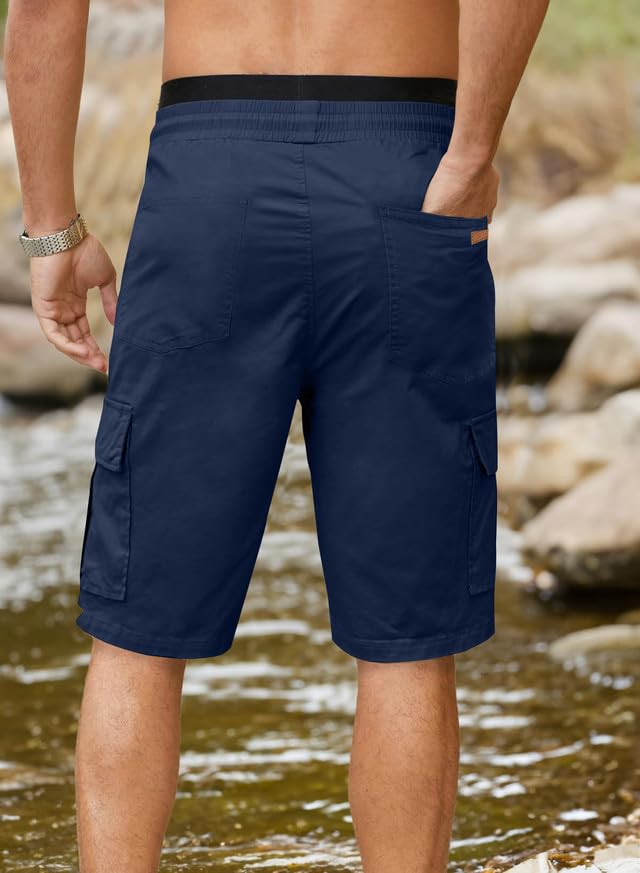 JMIERR Men's Cargo Shorts with Pockets Relaxed Fit Drawstring Golf Shorts Men Casual Stretch Shorts Twill Beach Shorts