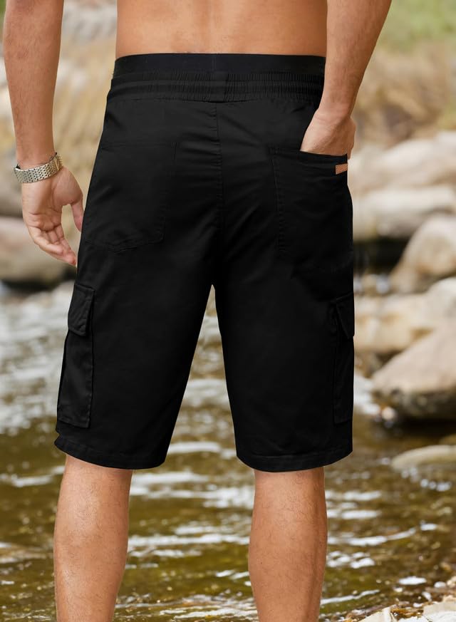 JMIERR Men's Cargo Shorts with Pockets Relaxed Fit Drawstring Golf Shorts Men Casual Stretch Shorts Twill Beach Shorts