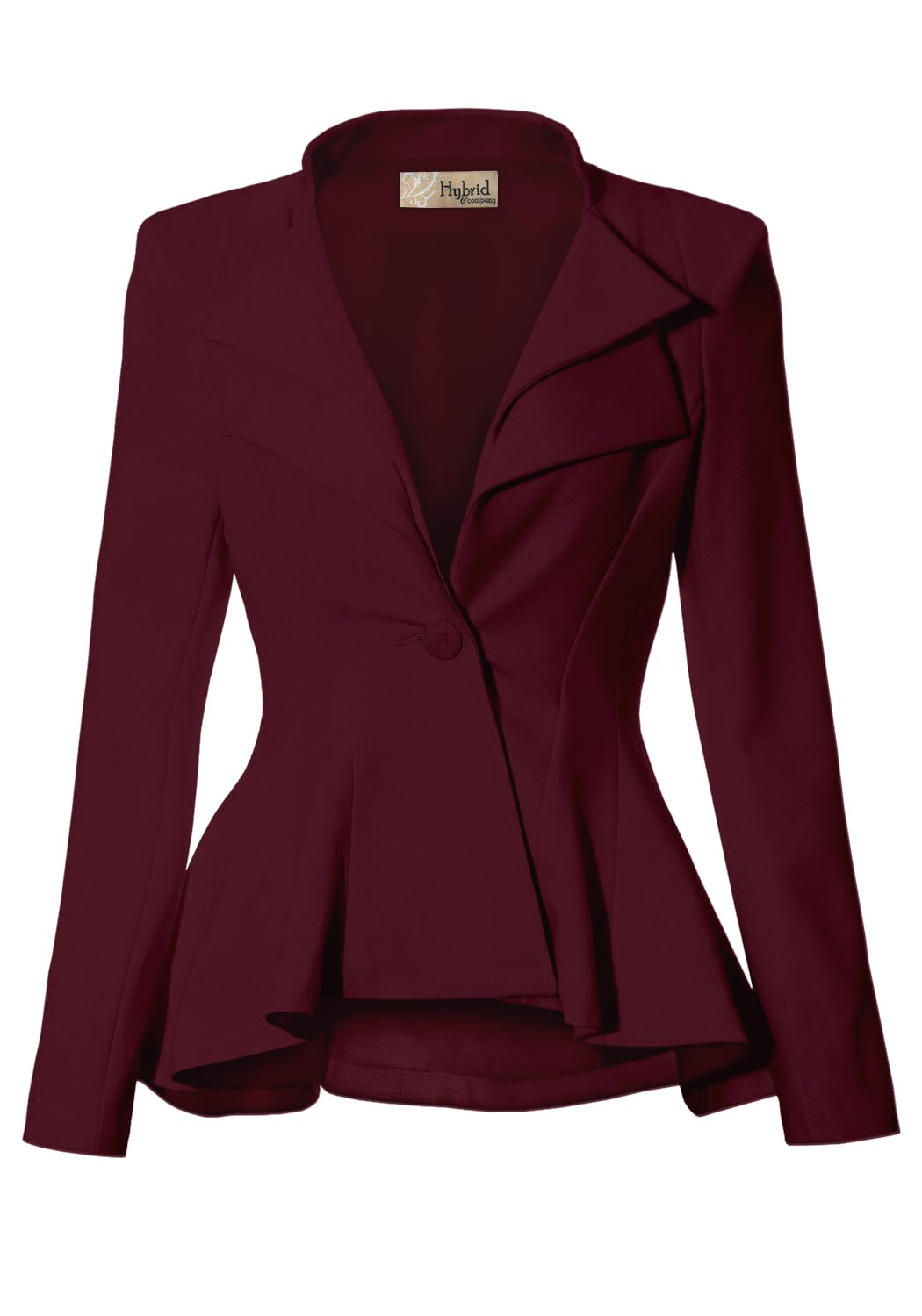 Hybrid & Company Women Double Notch Lapel Sharp Shoulder Pad Office Blazer