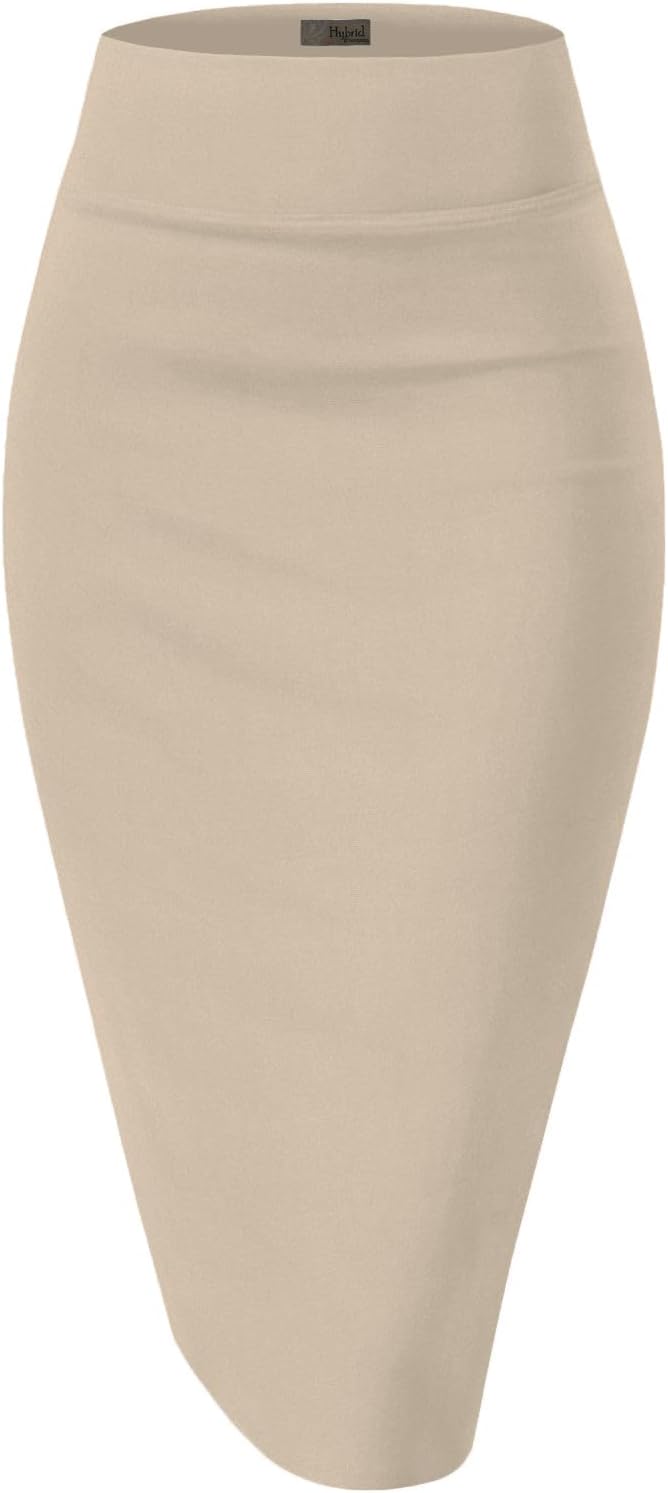 Hybrid & Company H&C Women Premium Nylon Ponte Stretch Office Pencil Skirt Made Below Knee Made in The USA