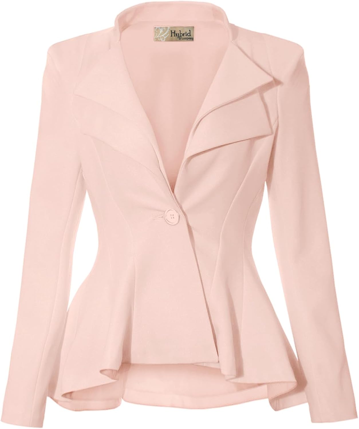 Hybrid & Company Women Double Notch Lapel Sharp Shoulder Pad Office Blazer