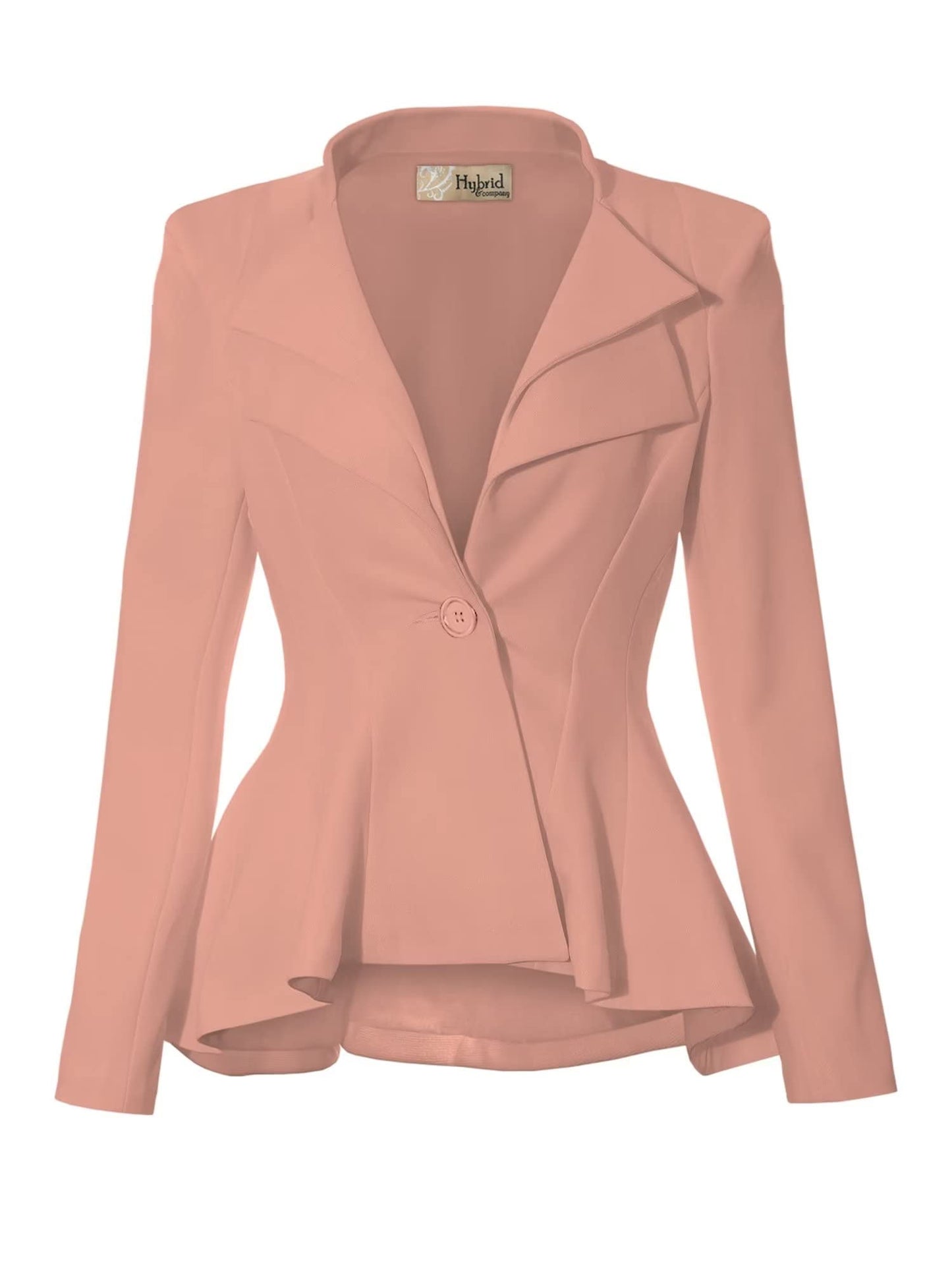 Hybrid & Company Women Double Notch Lapel Sharp Shoulder Pad Office Blazer