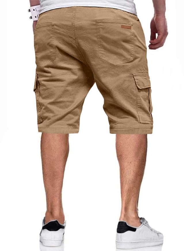 JMIERR Men's Cargo Shorts with Pockets Relaxed Fit Drawstring Golf Shorts Men Casual Stretch Shorts Twill Beach Shorts