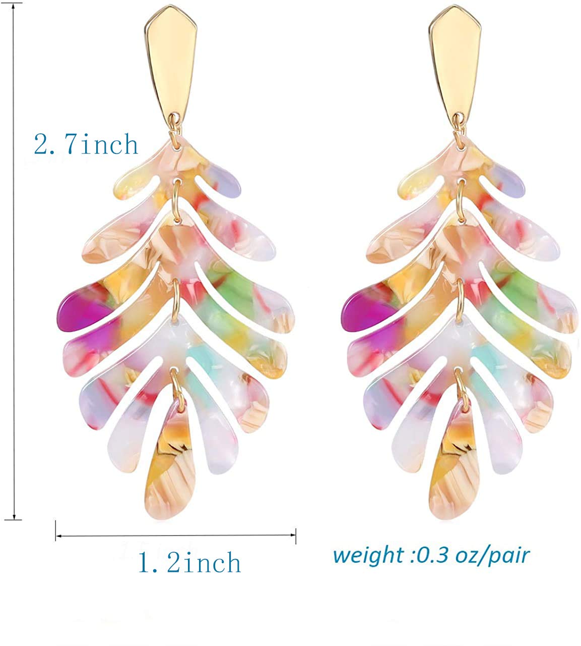 ARATLENCH Acrylic Pendant necklace Earrings – Long Statement Leaf Charm Necklace Tortoise Resin Palm Leaf Earrings Fashion Necklaces Earrings for Women Girls