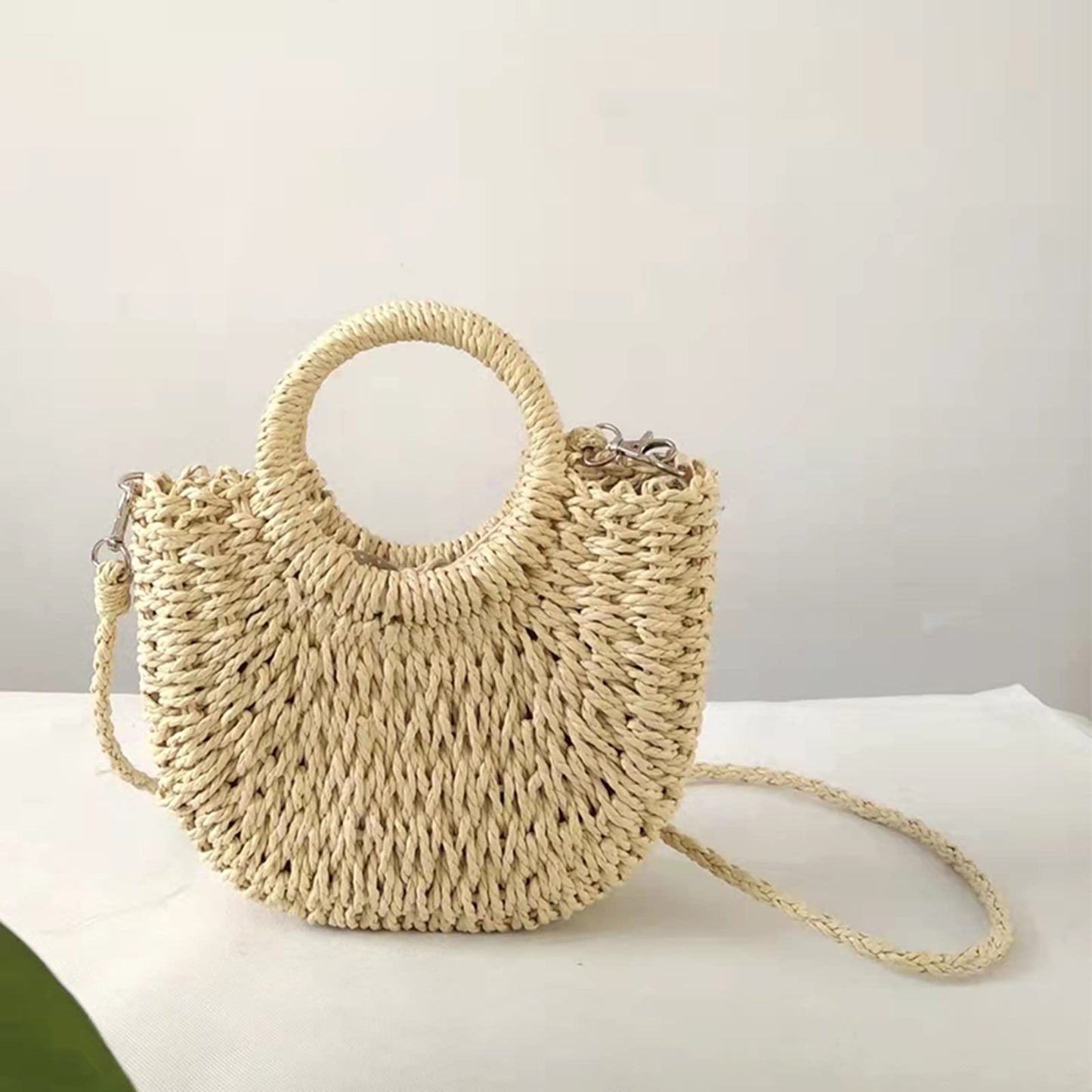 JOLLQUE Straw Beach Bag for Women, Summer Handwoven Tote Bags Purse with Tassel,Top Handle Straw Handbag Clutch