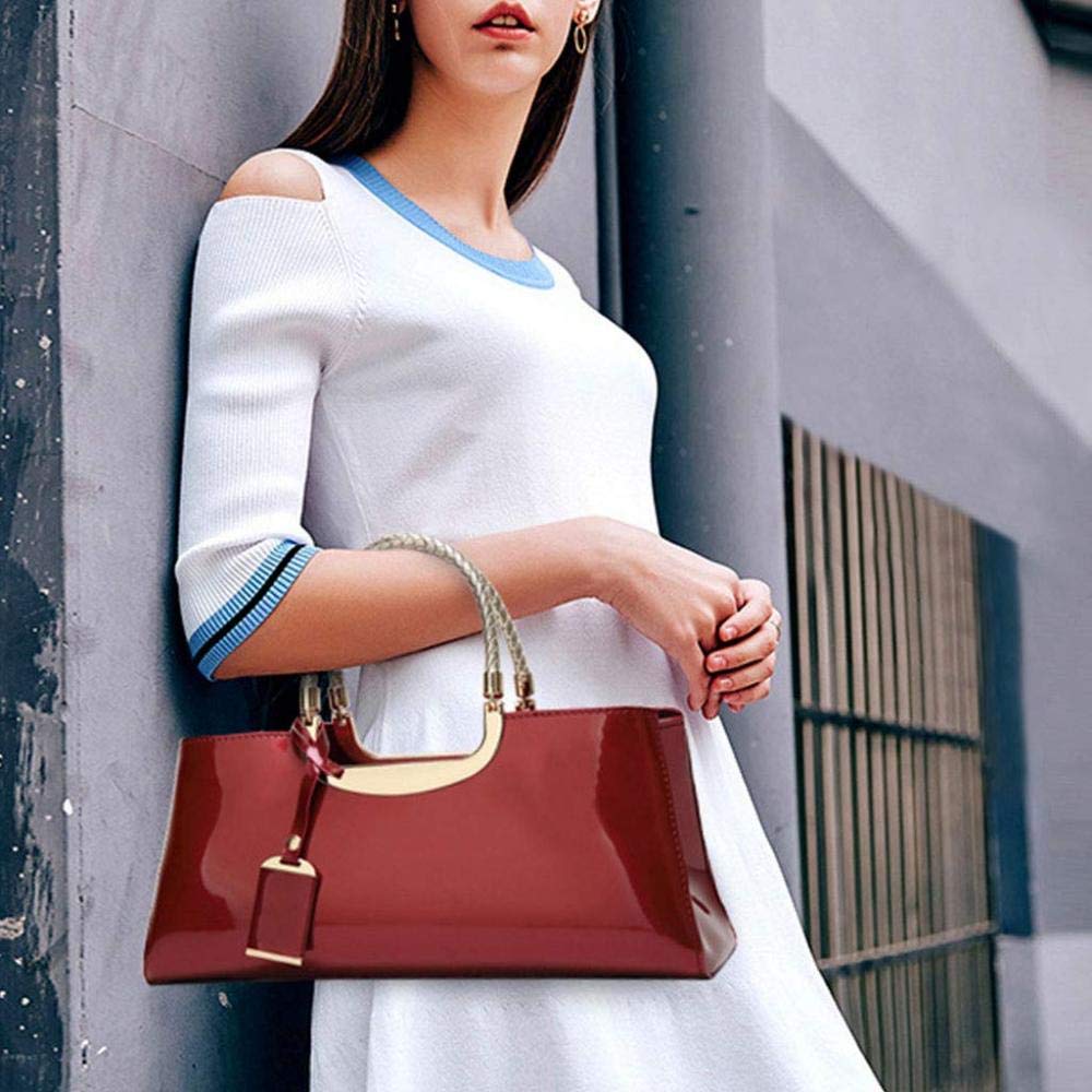 jessie Patent Leather Structured Shoulder Handbag Women Evening Party Satchel Crossbody Top Handle Bags