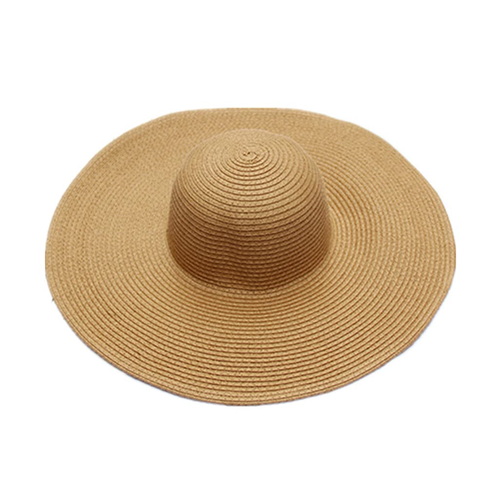 Baonmy Women’s Ridge Wide Brim Sun Hat Beachwear Summer Straw Hat