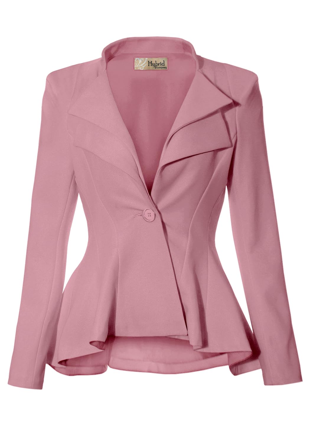 Hybrid & Company Women Double Notch Lapel Sharp Shoulder Pad Office Blazer